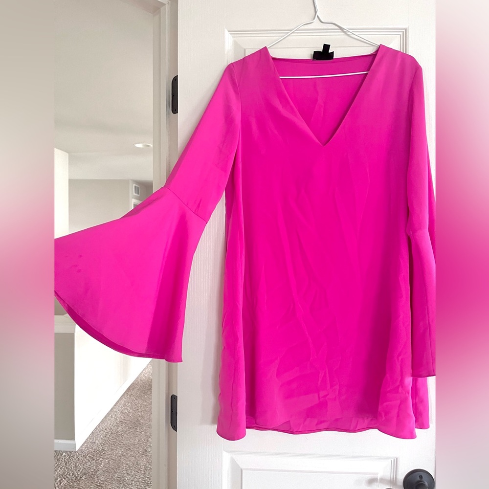 Topshop Magenta Tunic Dress With Bell Sleeves Size 6